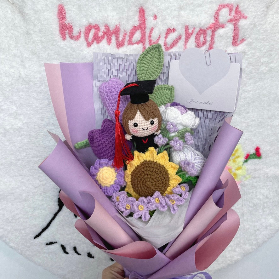 handicroft singapore crochet graduation flower bouquet memories in bloom girl boy graduate doll