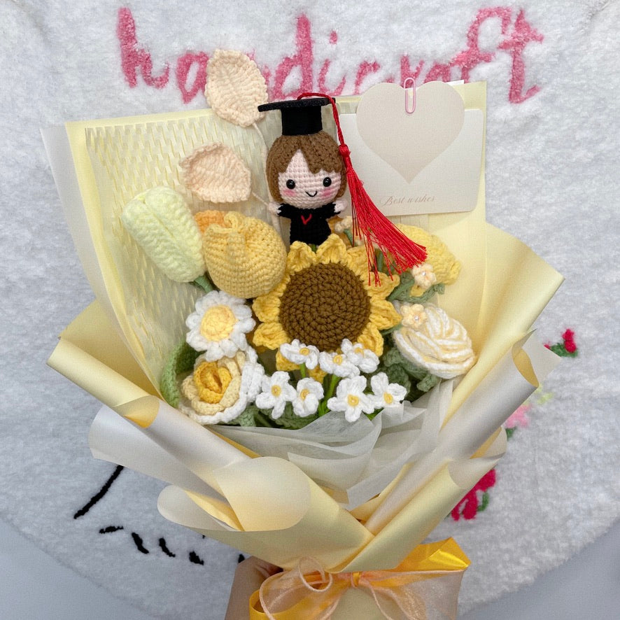 handicroft singapore crochet graduation flower bouquet memories in bloom girl boy graduate doll