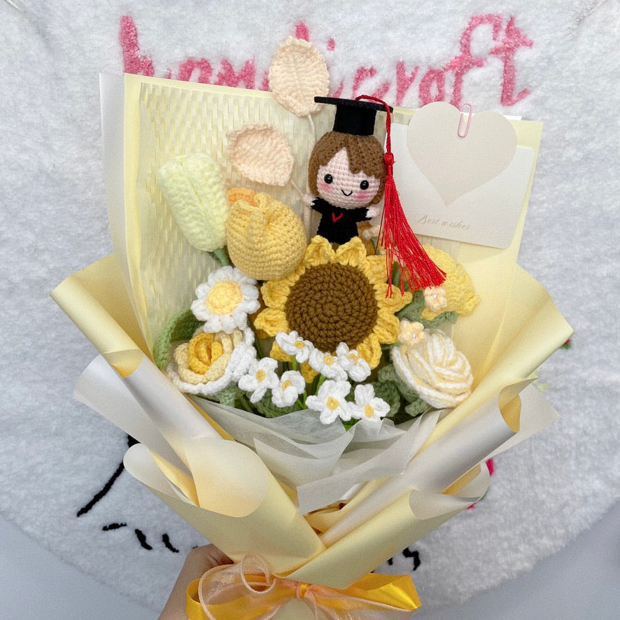 handicroft singapore crochet graduation flower bouquet memories in bloom girl boy graduate doll