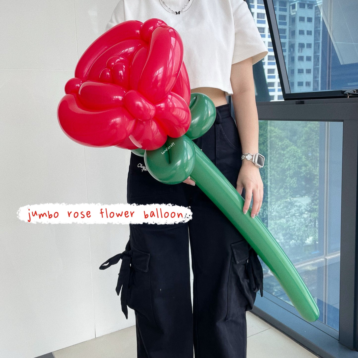 handicroft singapore flower balloon bouquet jumbo big rose single stalk flower