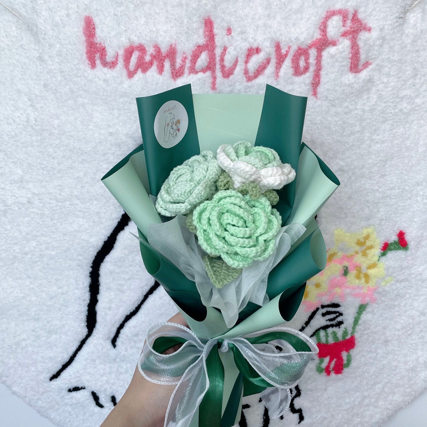 handicroft singapore handmade crochet affordable flower bouquet trinity rose