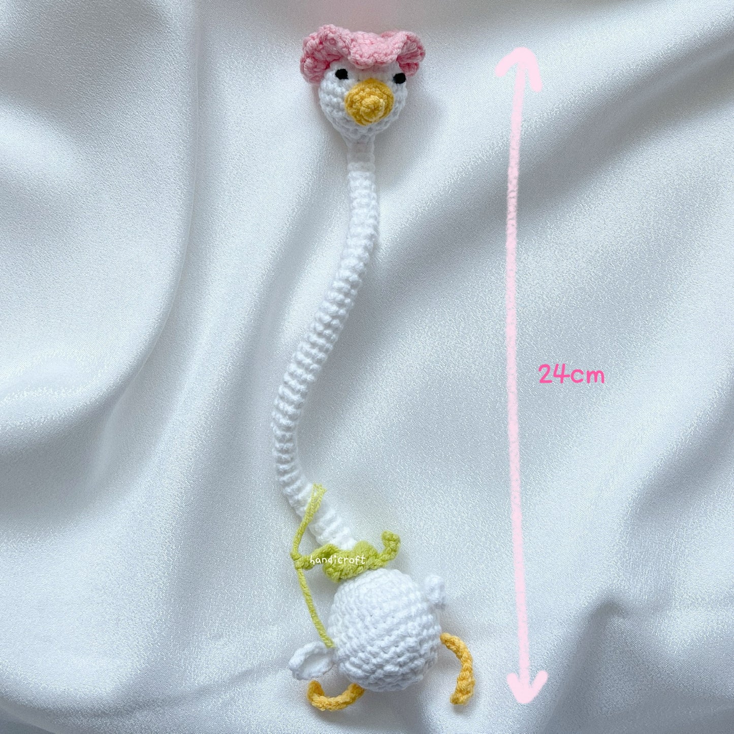 handicroft singapore handmade crochet amigurumi long neck silly goose bag accessory in pink