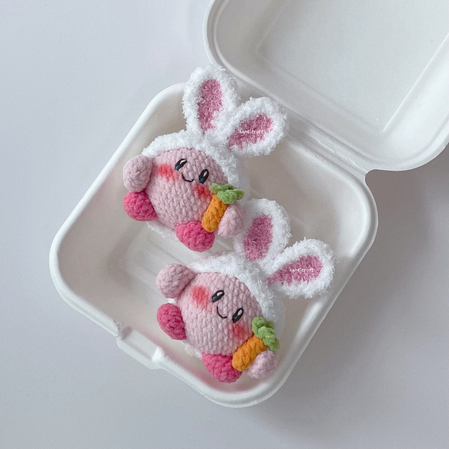 handicroft singapore handmade crochet bunny kirby character amigurumi keychain