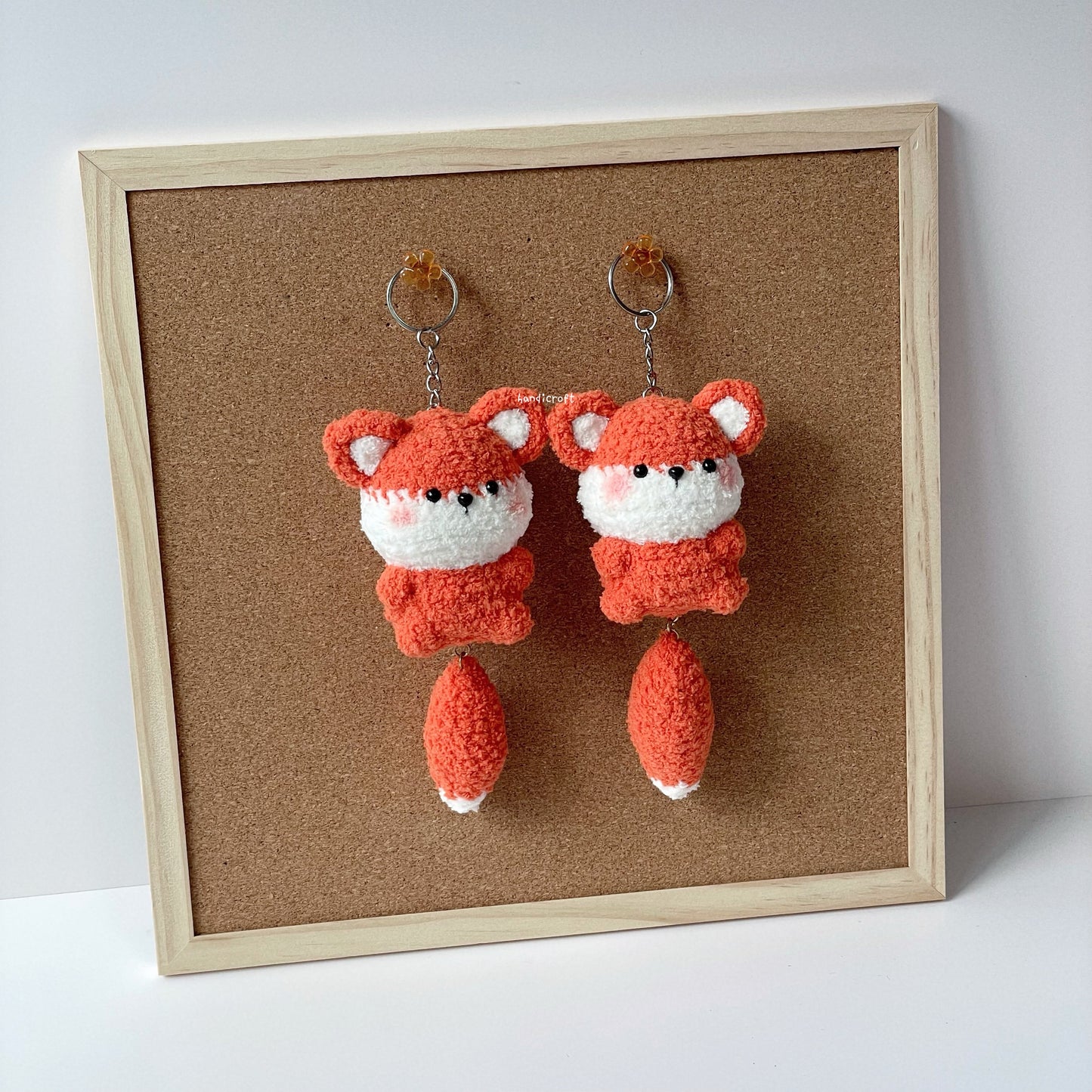 handicroft singapore handmade crochet chubby fox wagging tail amigurumi keychain