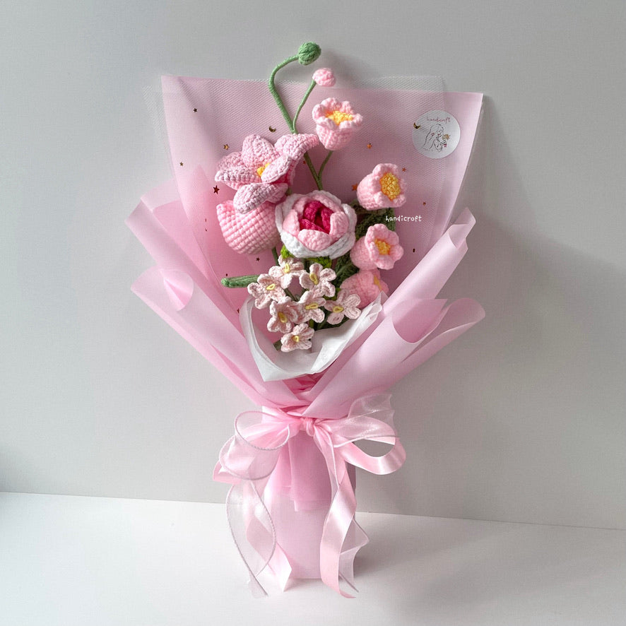 handicroft singapore handmade crochet everlasting flower bouquet always in bloom 6 colours