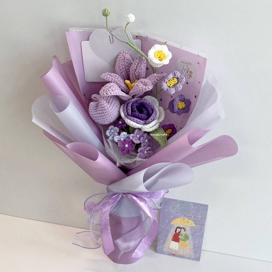 handicroft singapore handmade crochet everlasting flower bouquet always in bloom 6 colours