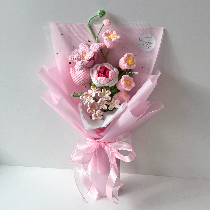 handicroft singapore handmade crochet everlasting flower bouquet always in bloom 6 colours