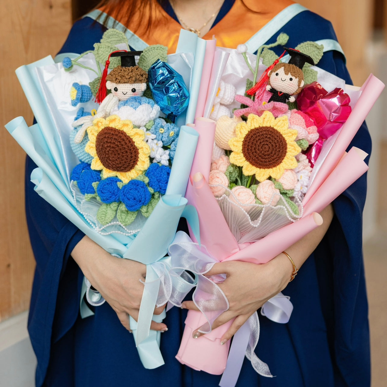 handicroft singapore handmade crochet everlasting graduation flower bouquet cherished memories in 6 colours big