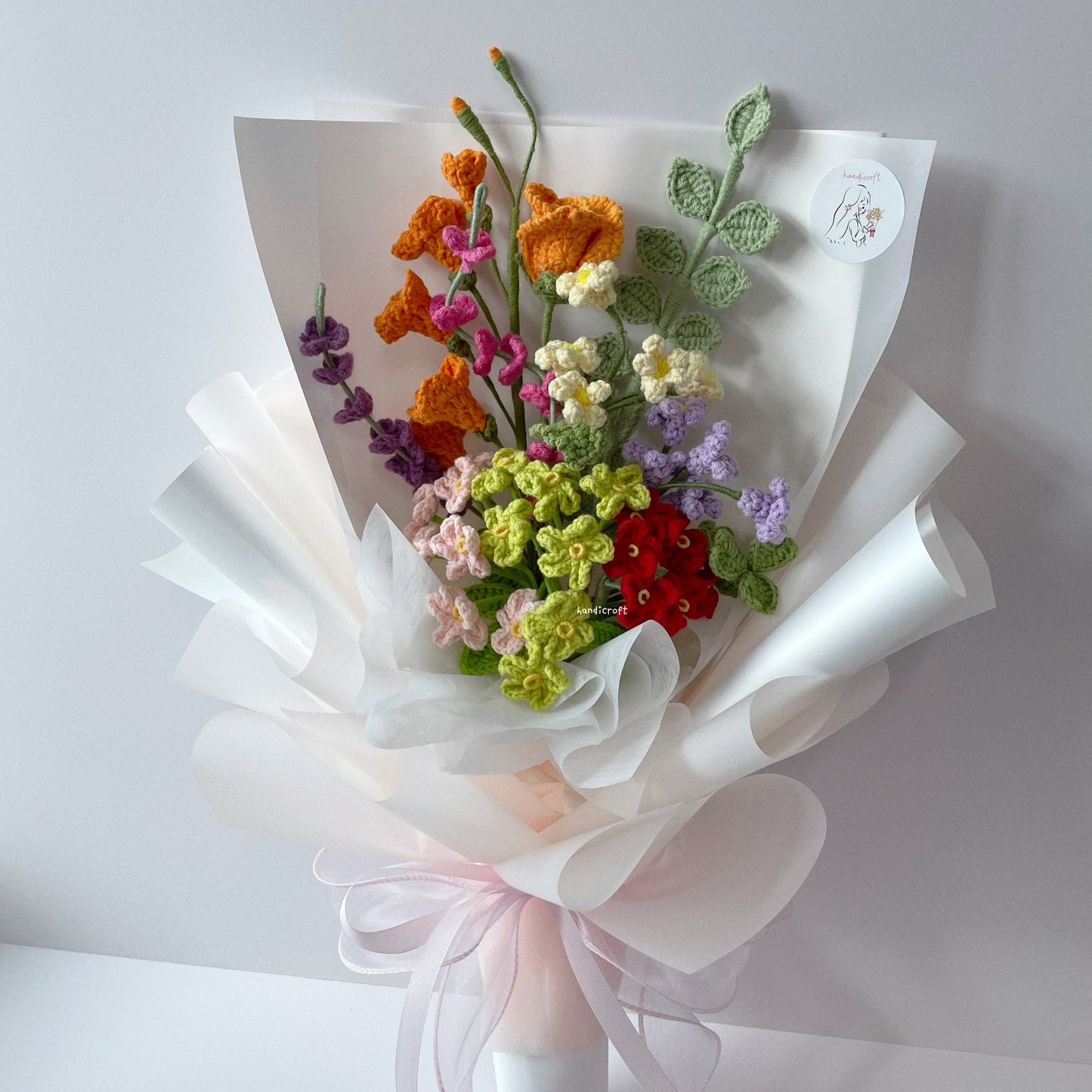 handicroft singapore handmade crochet everlasting rainbow colourful flower bouquet every shade of us