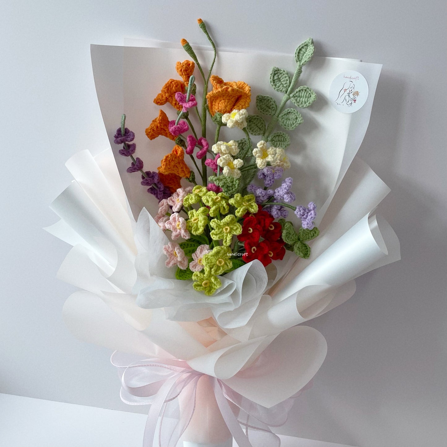 handicroft singapore handmade crochet everlasting rainbow colourful flower bouquet every shade of us