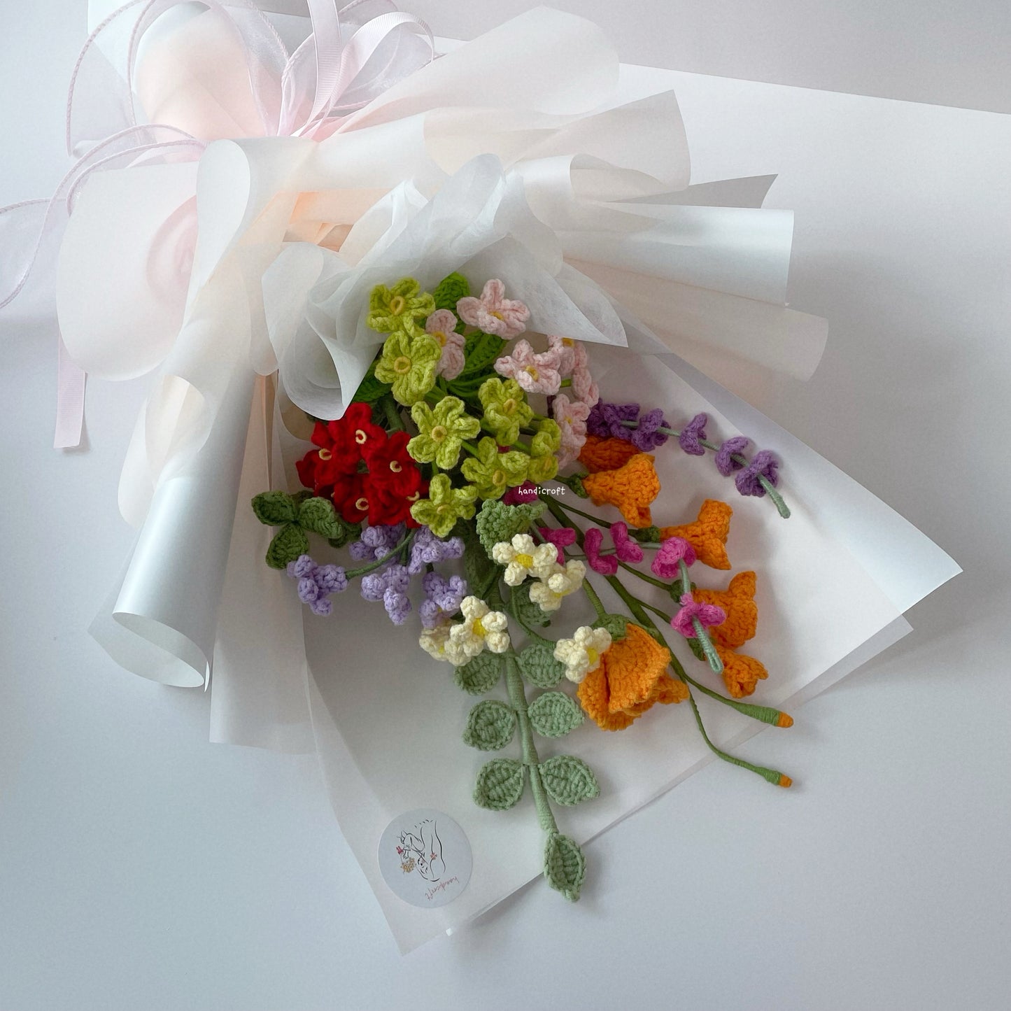 handicroft singapore handmade crochet everlasting rainbow colourful flower bouquet every shade of us