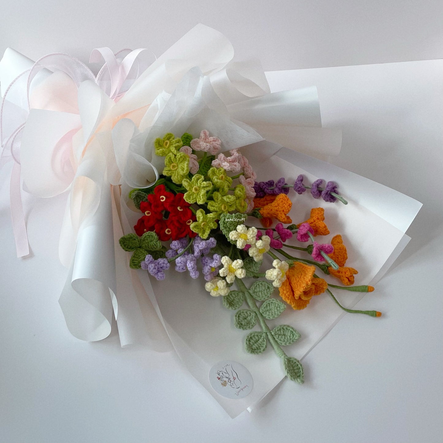handicroft singapore handmade crochet everlasting rainbow colourful flower bouquet every shade of us