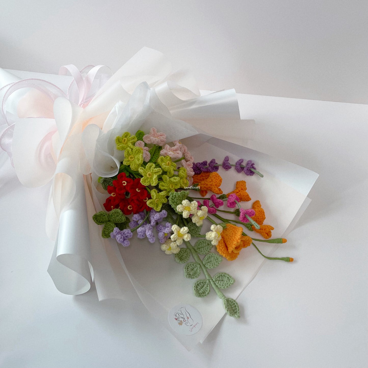 handicroft singapore handmade crochet everlasting rainbow colourful flower bouquet every shade of us