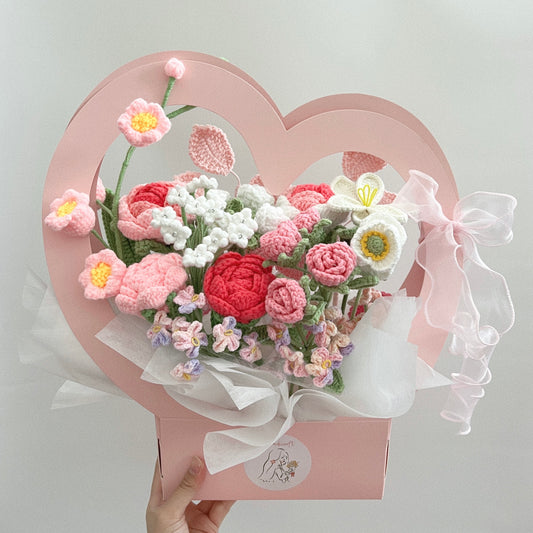 handicroft singapore handmade crochet flower bloom box blushing pink