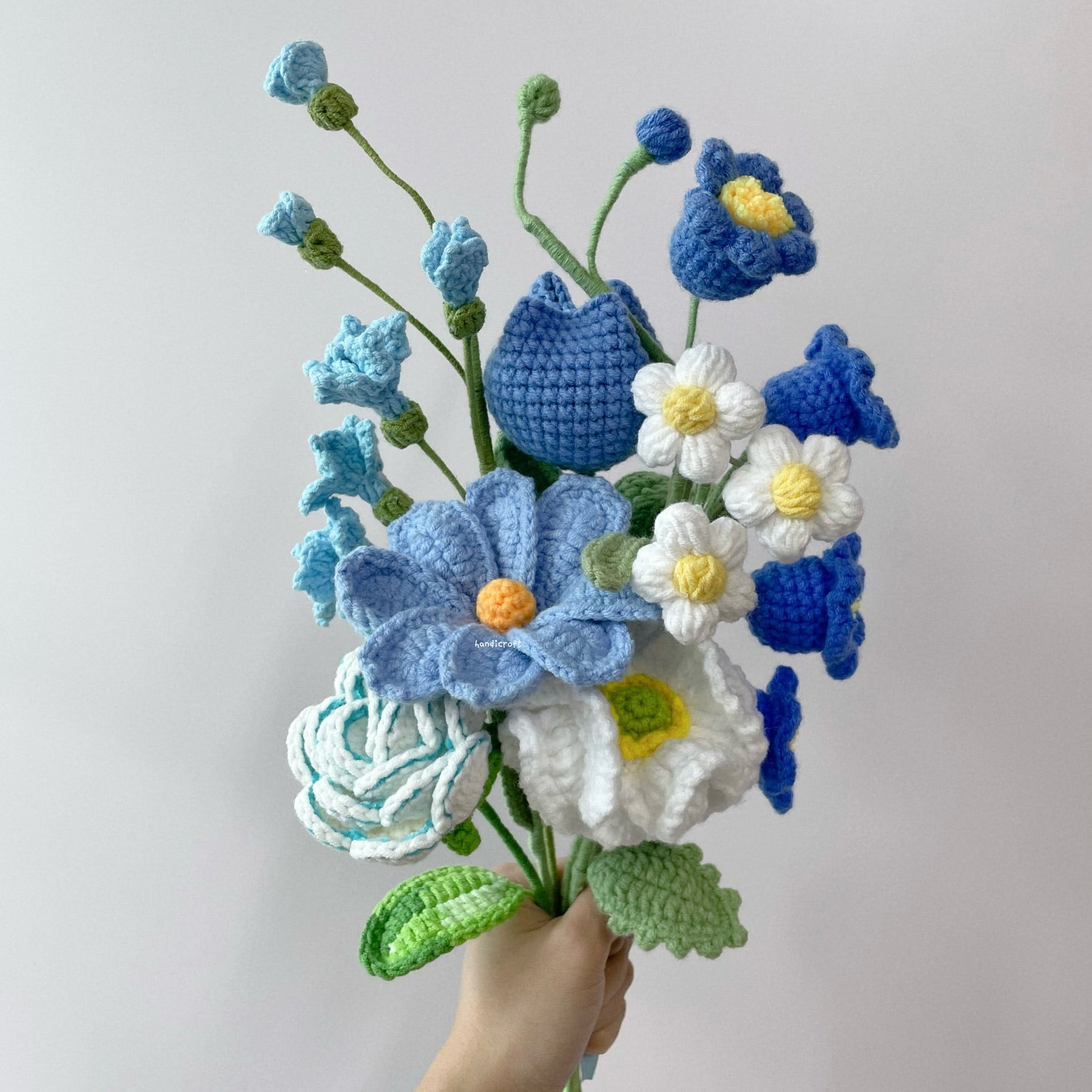 handicroft singapore handmade crochet flower bouquet happiness in full bloom in 6 colours