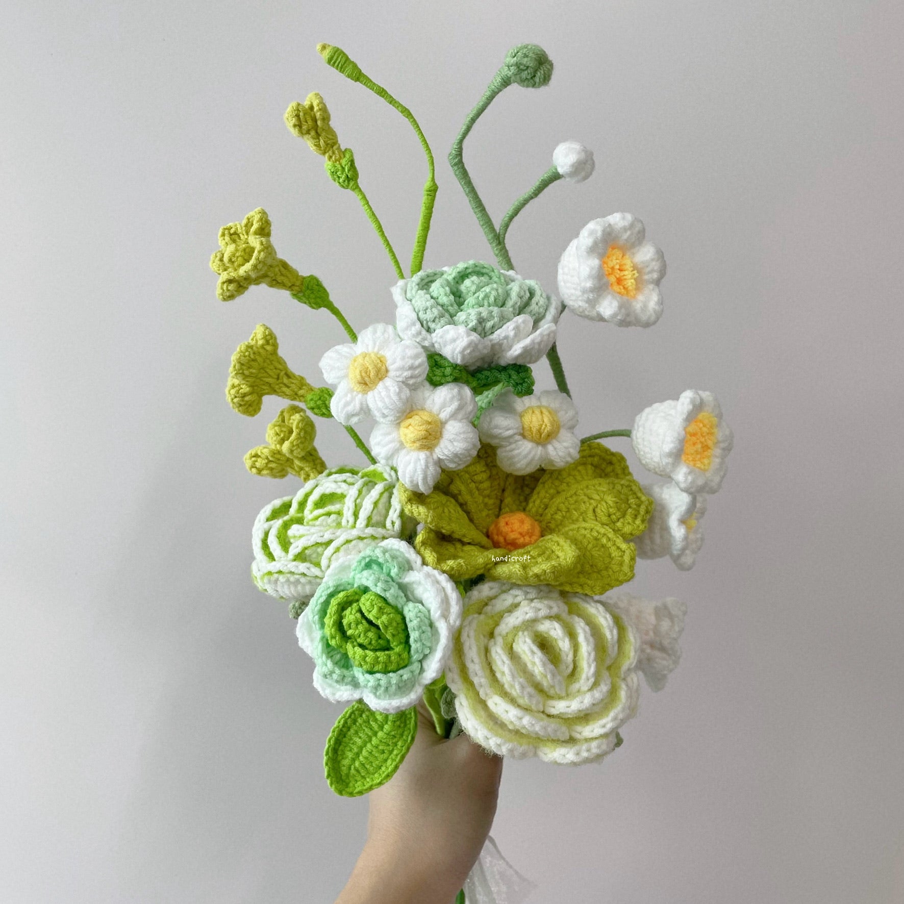 handicroft singapore handmade crochet flower bouquet happiness in full bloom in 6 colours
