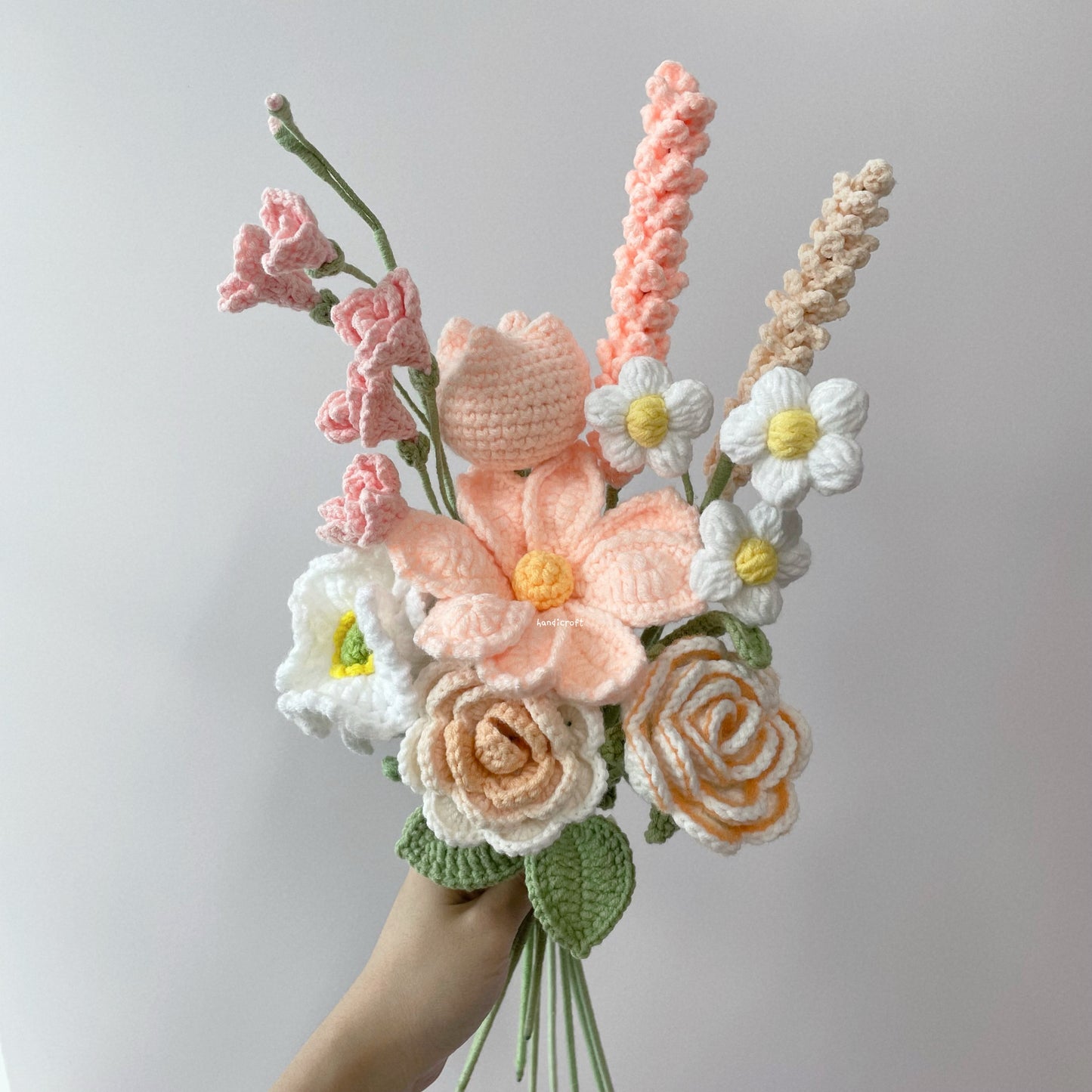 handicroft singapore handmade crochet flower bouquet happiness in full bloom in 6 colours