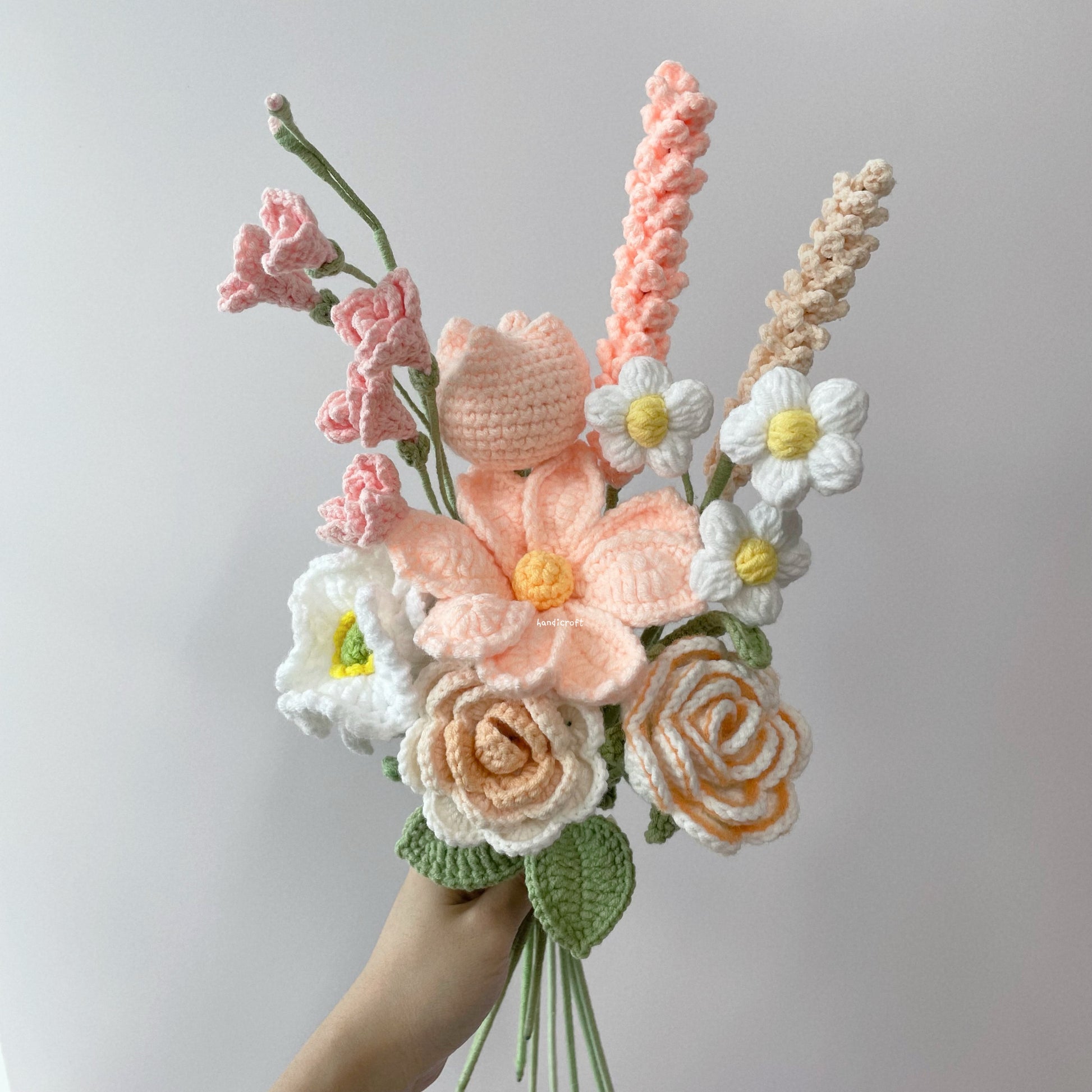handicroft singapore handmade crochet flower bouquet happiness in full bloom in 6 colours