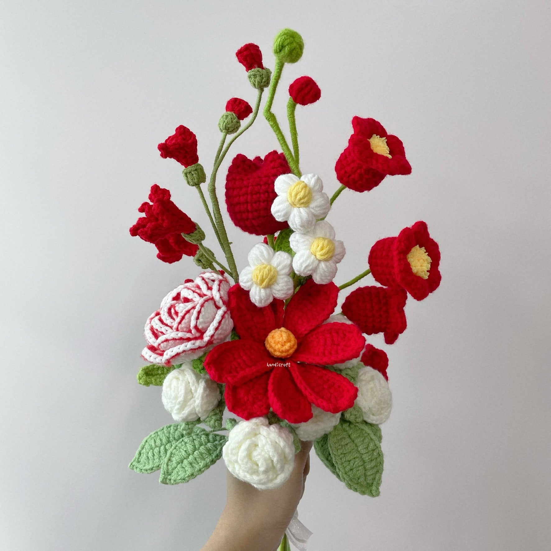 handicroft singapore handmade crochet flower bouquet happiness in full bloom in 6 colours