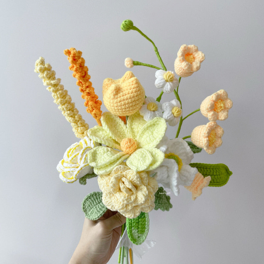 handicroft singapore handmade crochet flower bouquet happiness in full bloom in 6 colours