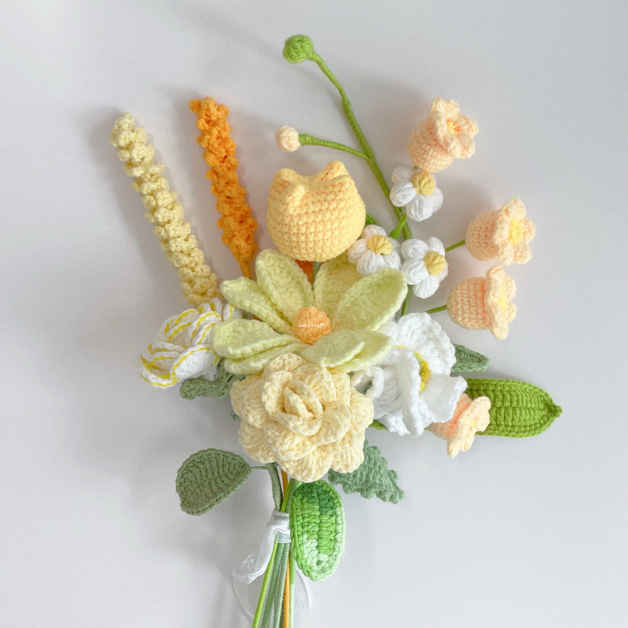 handicroft singapore handmade crochet flower bouquet happiness in full bloom in 6 colours