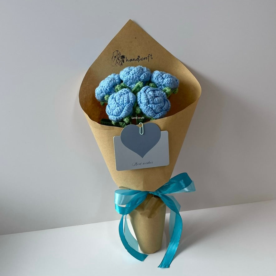 handicroft singapore handmade crochet flower bouquet nature in bloom blue