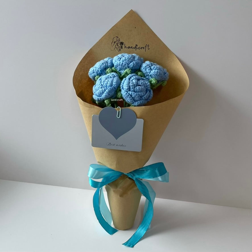 handicroft singapore handmade crochet flower bouquet nature in bloom blue