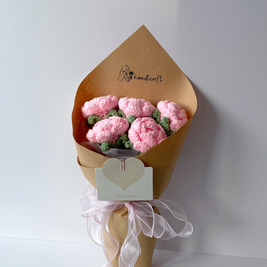 handicroft singapore handmade crochet flower bouquet nature in bloom light pink