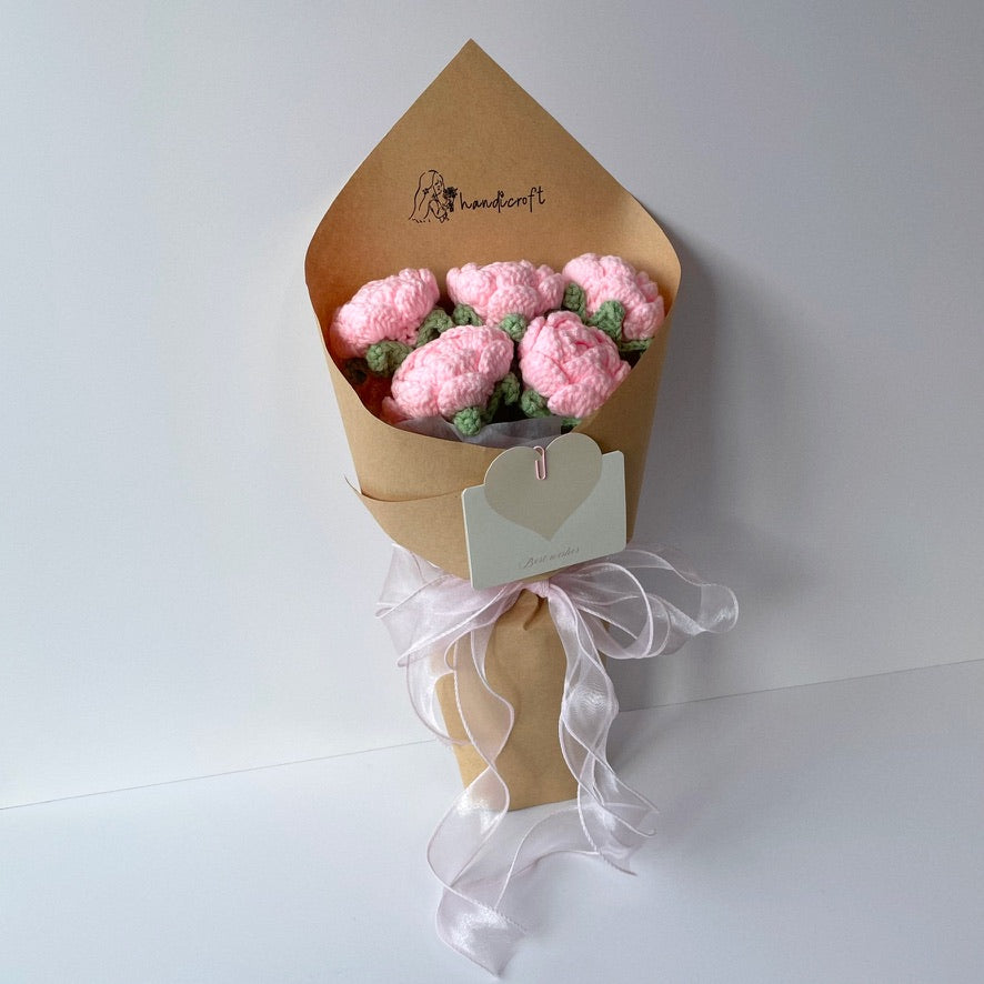 handicroft singapore handmade crochet flower bouquet nature in bloom light pink