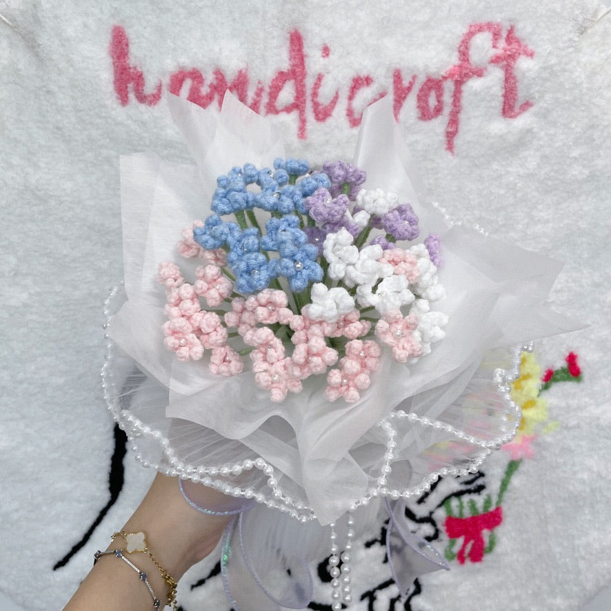 handicroft singapore handmade crochet flower bouquet pastel baby's breaths