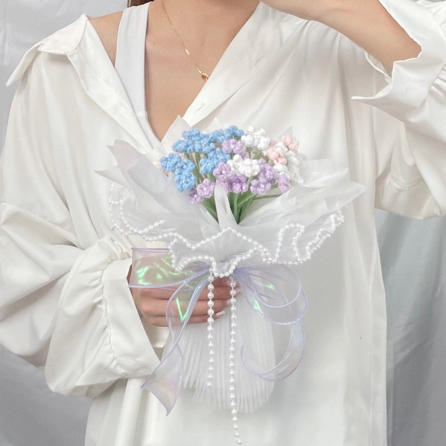 handicroft singapore handmade crochet flower bouquet pastel baby's breaths