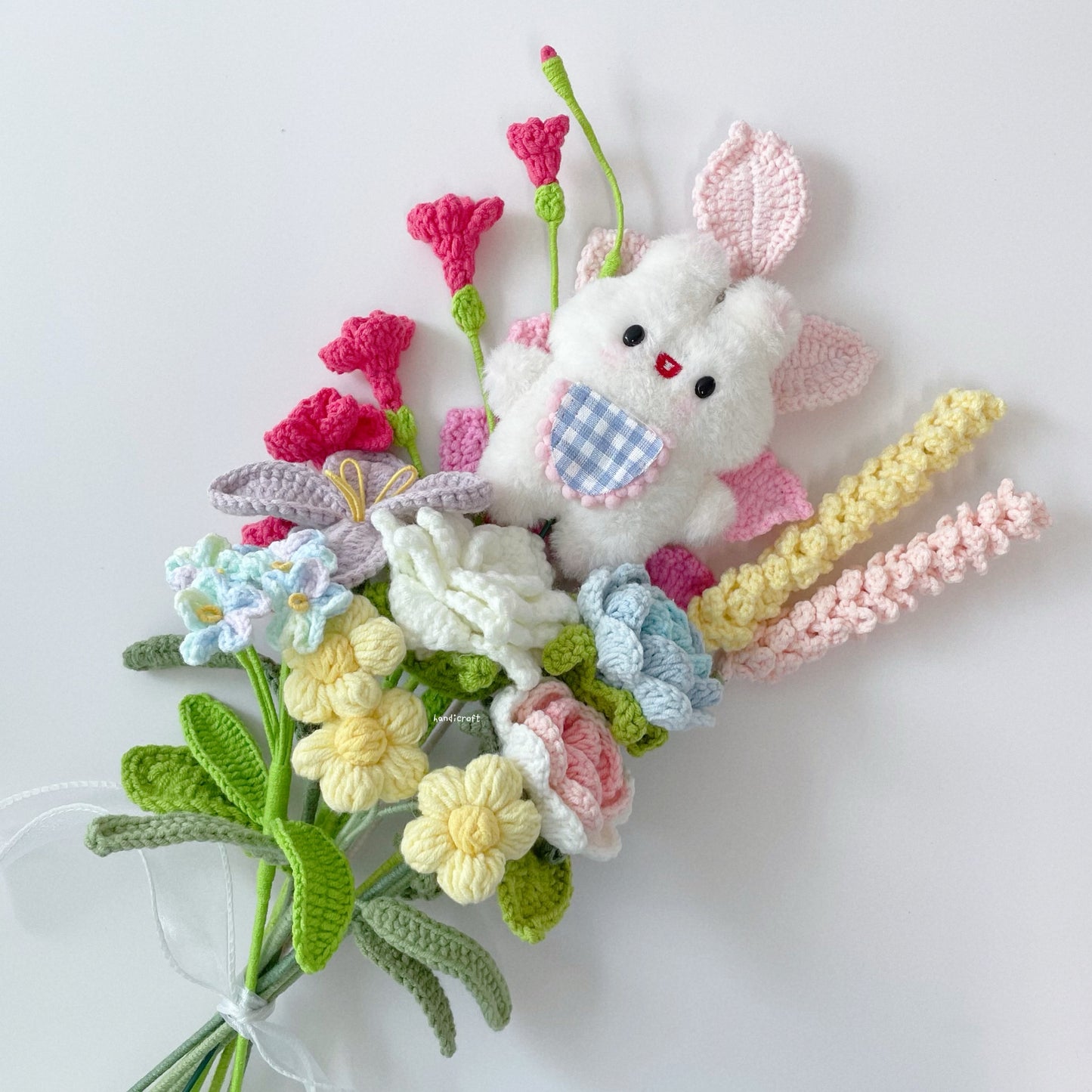 handicroft singapore handmade crochet flower bouquet rabbit rainbow bunny's petal paradise