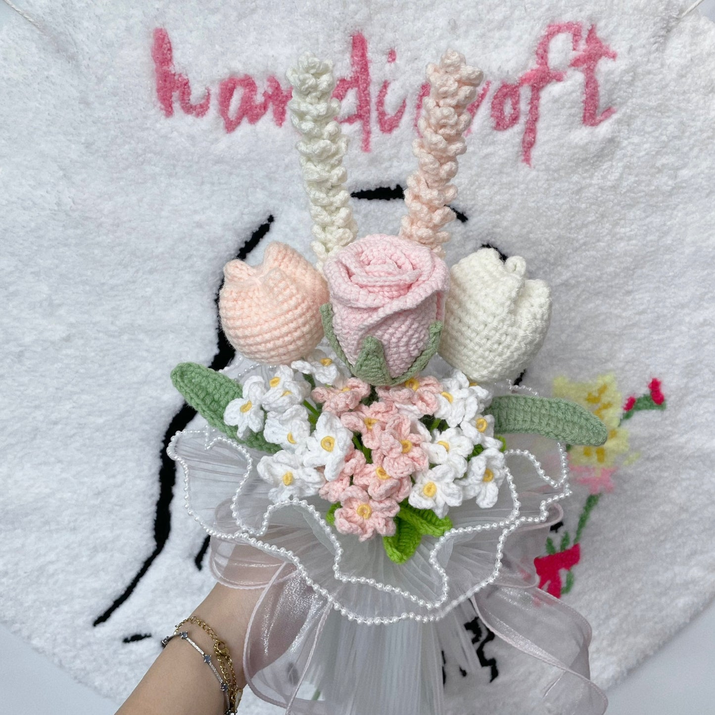 handicroft singapore handmade crochet flower bouquet rose rosie in 5 colours