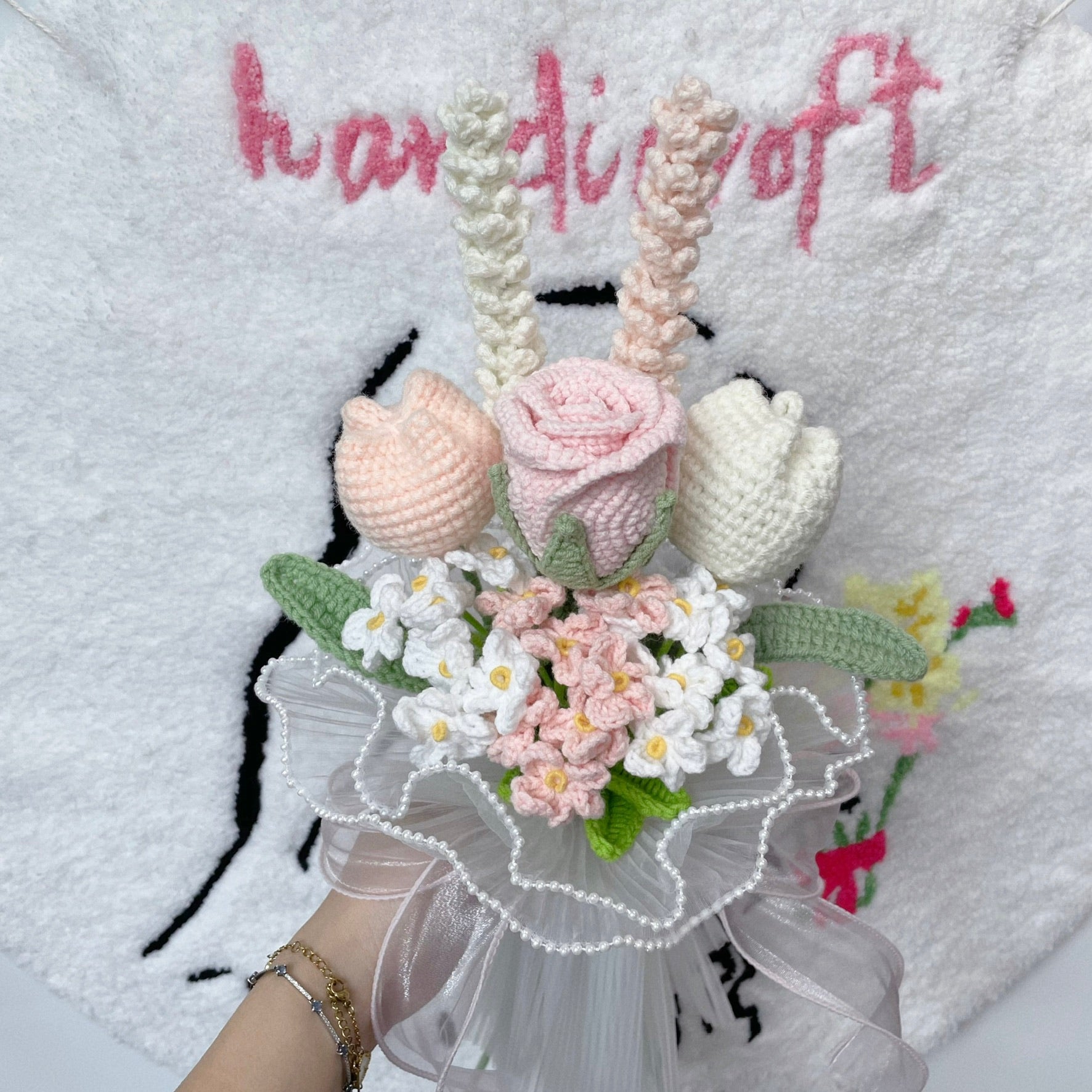 handicroft singapore handmade crochet flower bouquet rose rosie in 5 colours
