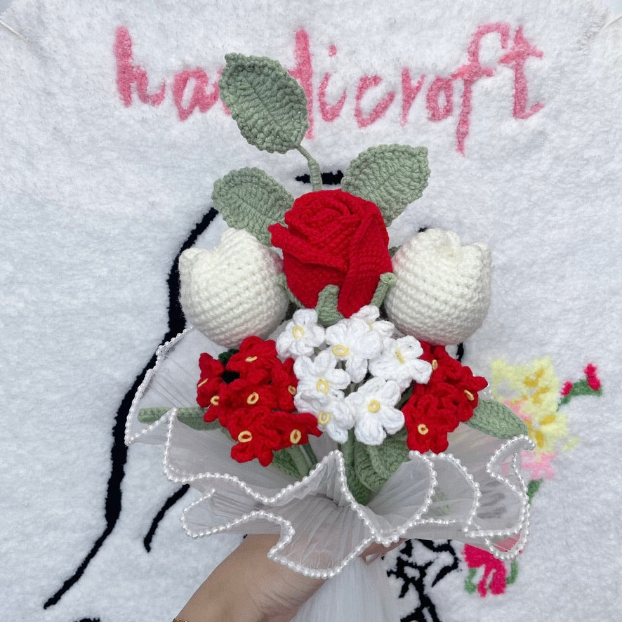 handicroft singapore handmade crochet flower bouquet rose rosie in 5 colours