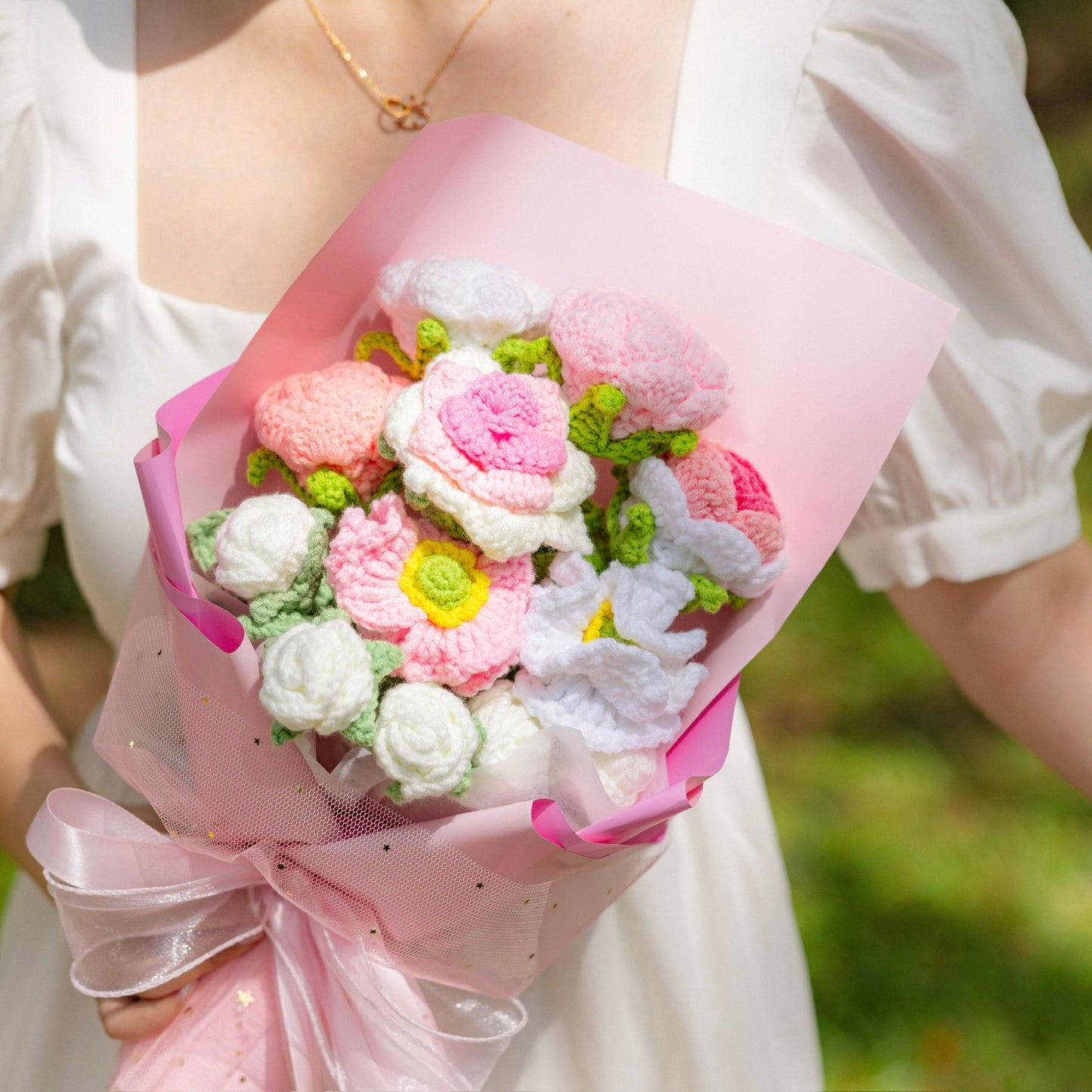 handicroft singapore handmade crochet flower bouquet strawberry shortcake