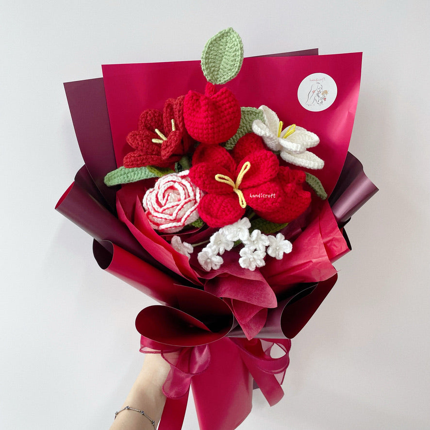 handicroft singapore handmade crochet flower bouquet tulip twinkle