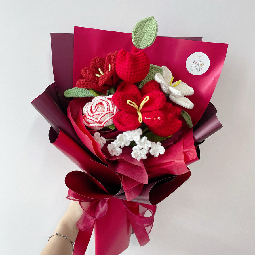 handicroft singapore handmade crochet flower bouquet tulip twinkle
