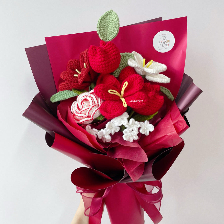 handicroft singapore handmade crochet flower bouquet tulip twinkle