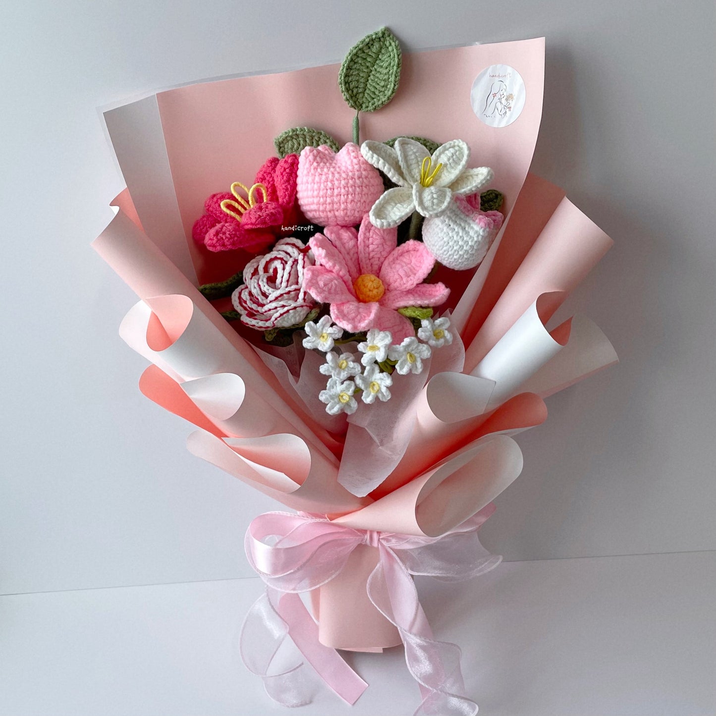 handicroft singapore handmade crochet flower bouquet tulip twinkle