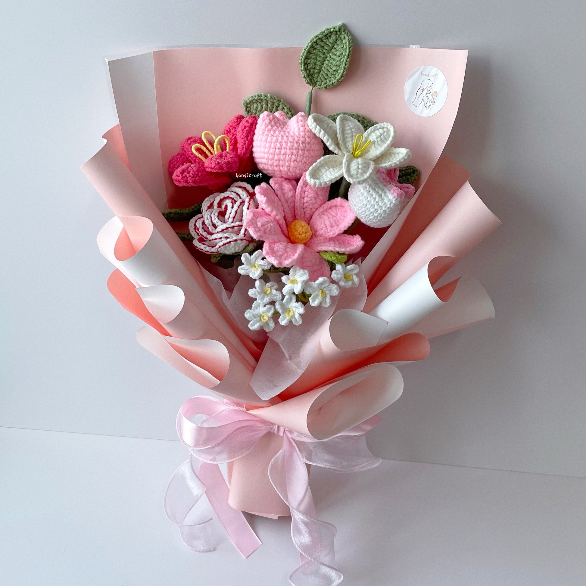 handicroft singapore handmade crochet flower bouquet tulip twinkle