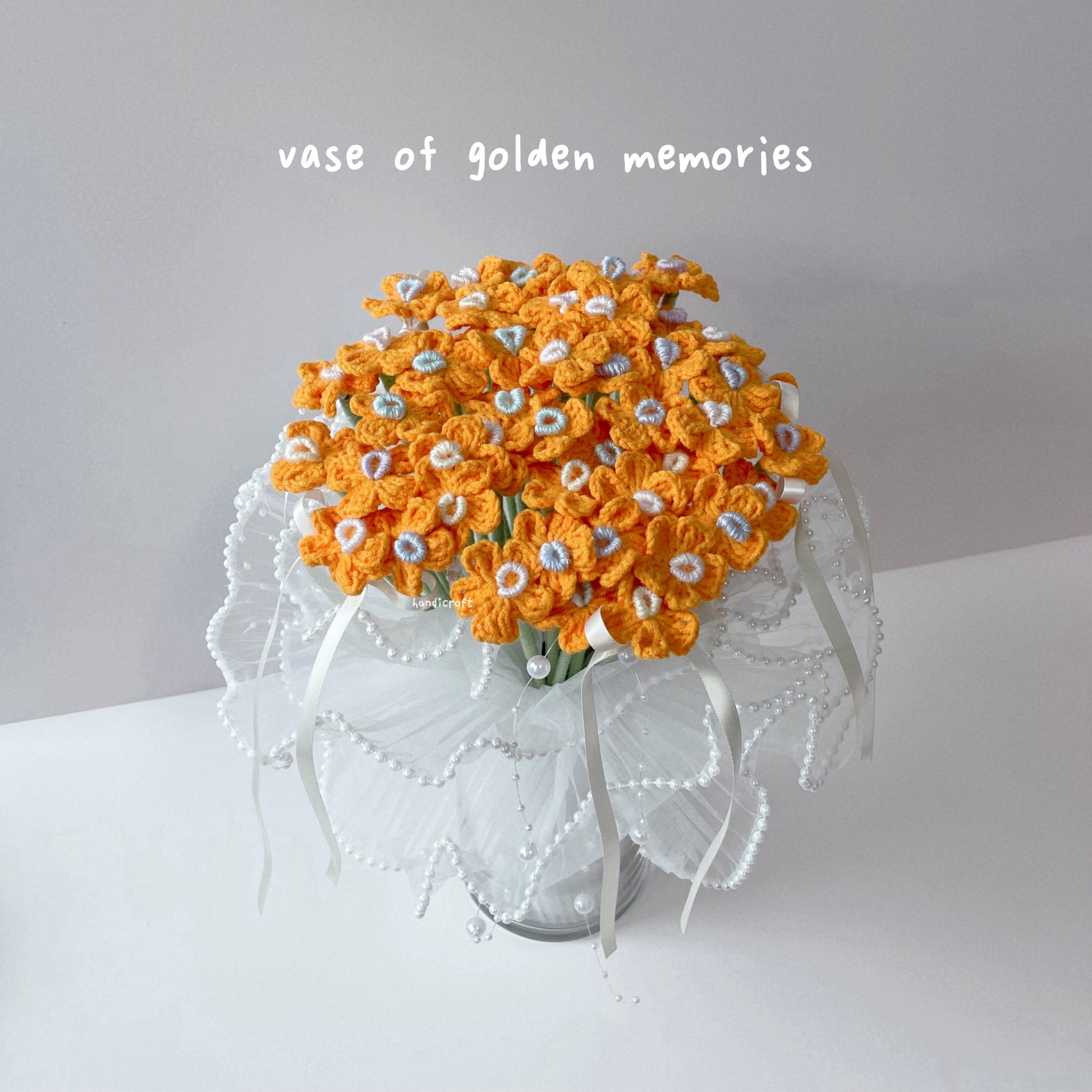 handicroft singapore handmade crochet flower bouquet vase arrangement vase of golden memories