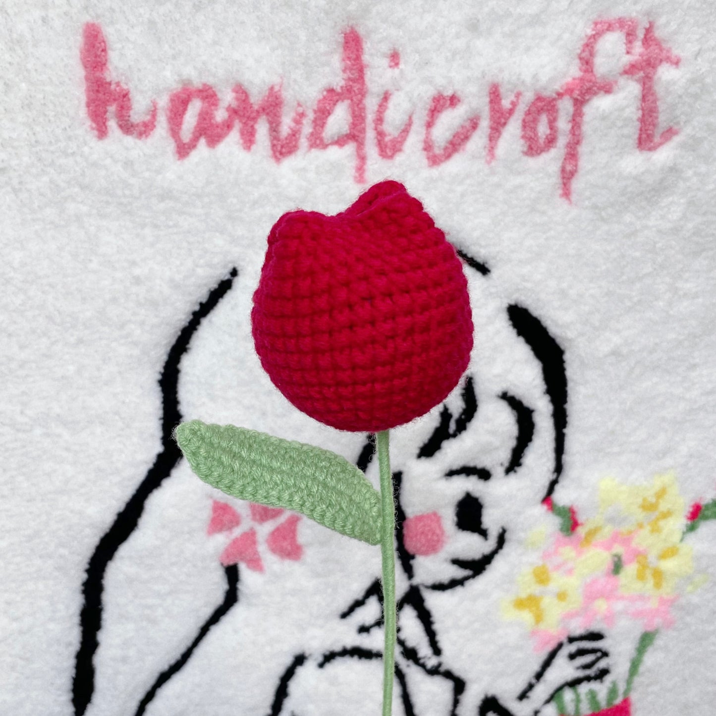 handicroft singapore handmade crochet flower single stalk chubby tulip in 11 colours wine red