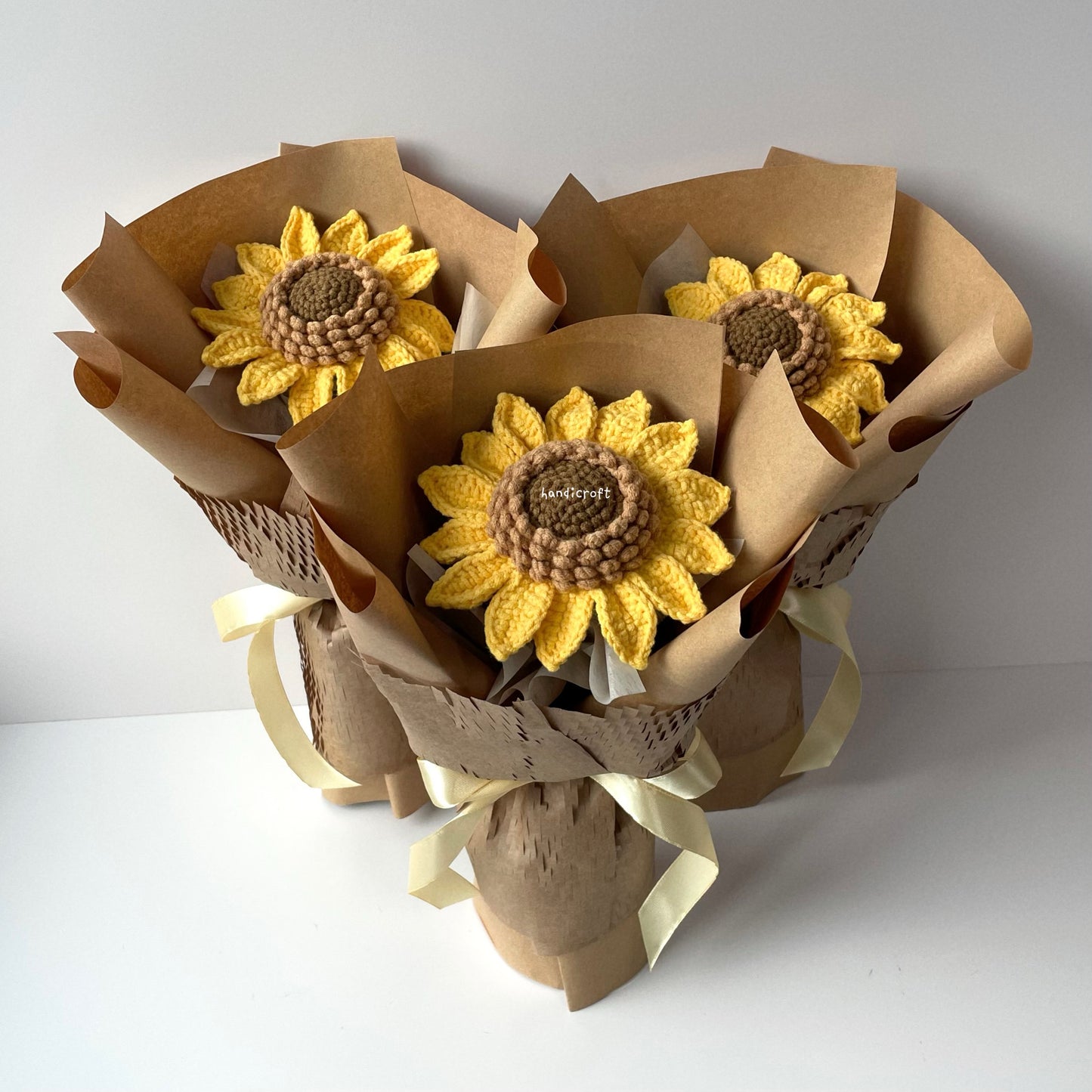 handicroft singapore handmade crochet jumbo single layer petal sunflower single stalk flower