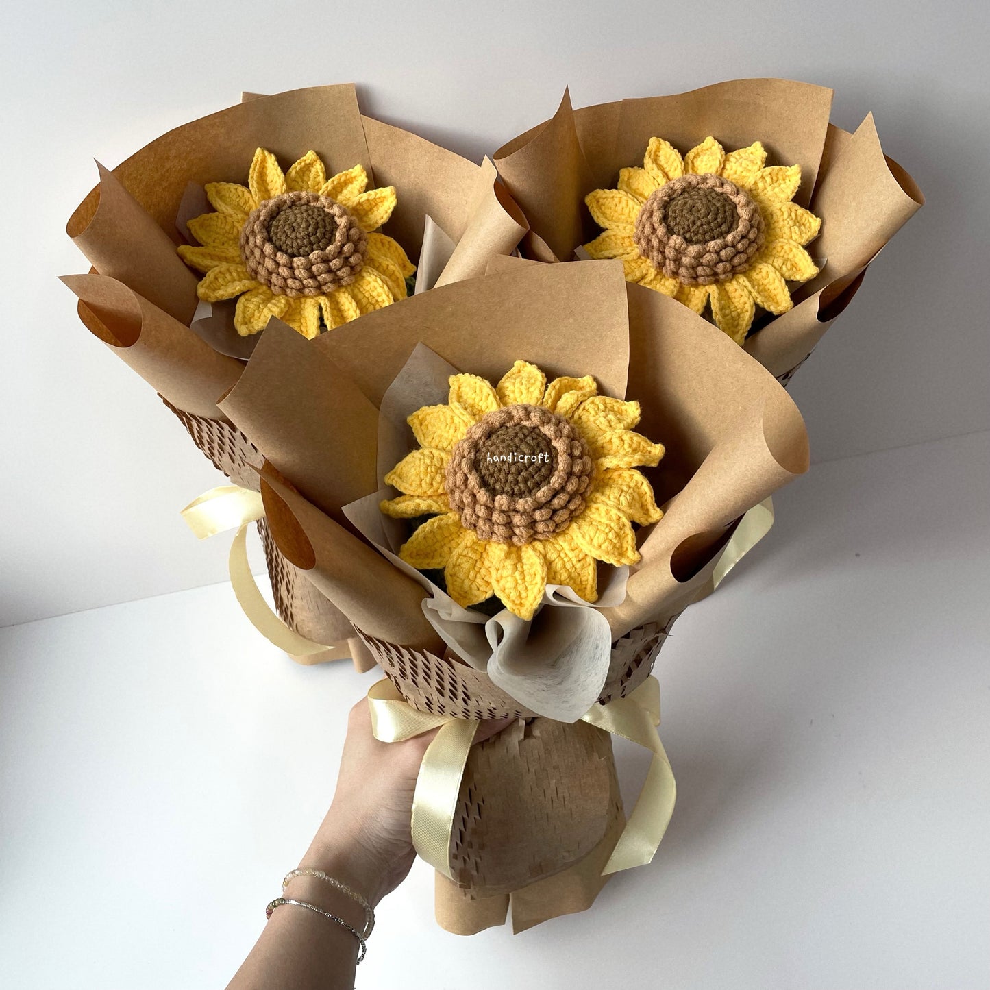 handicroft singapore handmade crochet jumbo single layer petal sunflower single stalk flower