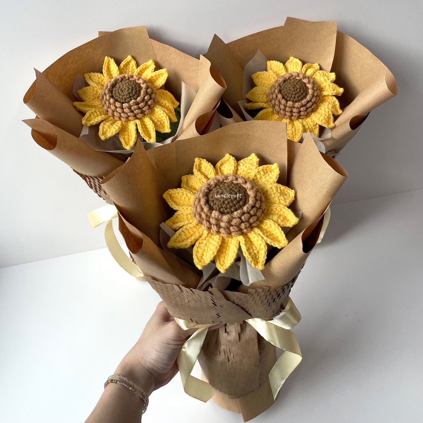 handicroft singapore handmade crochet jumbo single layer petal sunflower single stalk flower