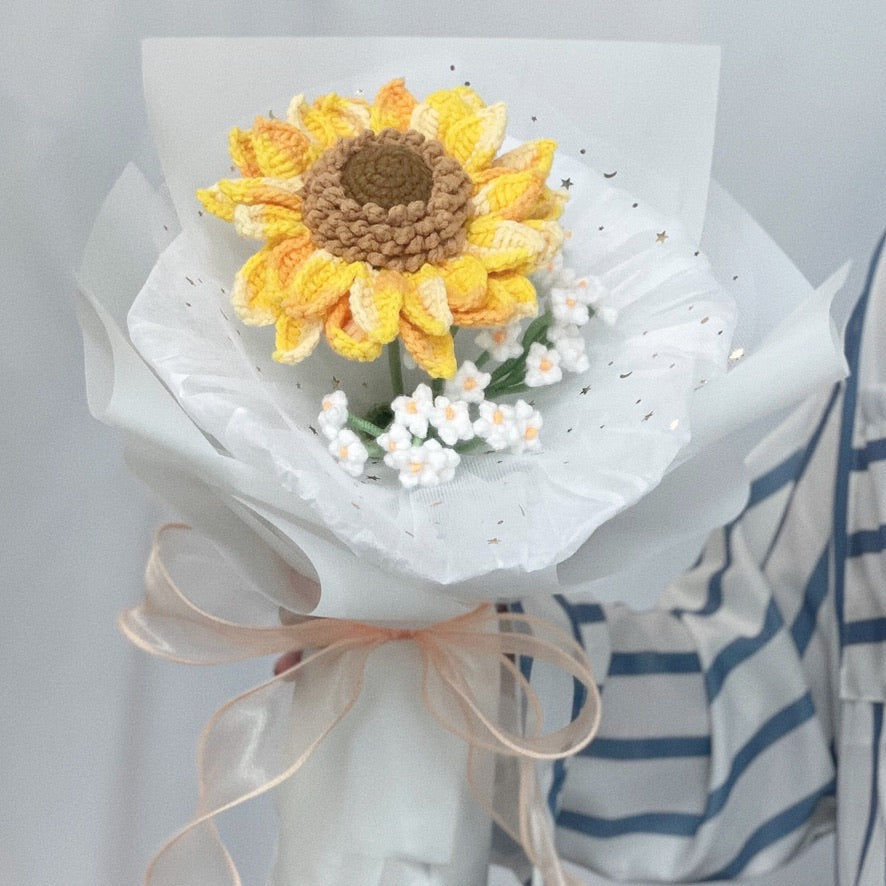 handicroft singapore handmade crochet jumbo sunflower flower bouquet sunshine & dreams