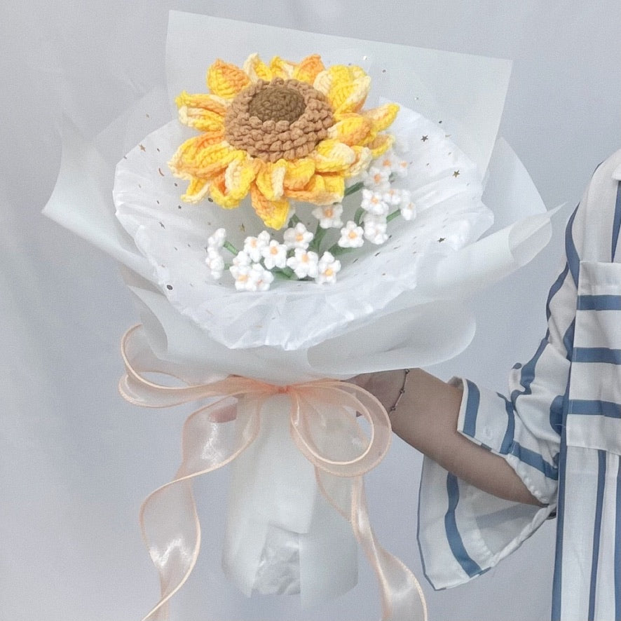 handicroft singapore handmade crochet jumbo sunflower flower bouquet sunshine & dreams