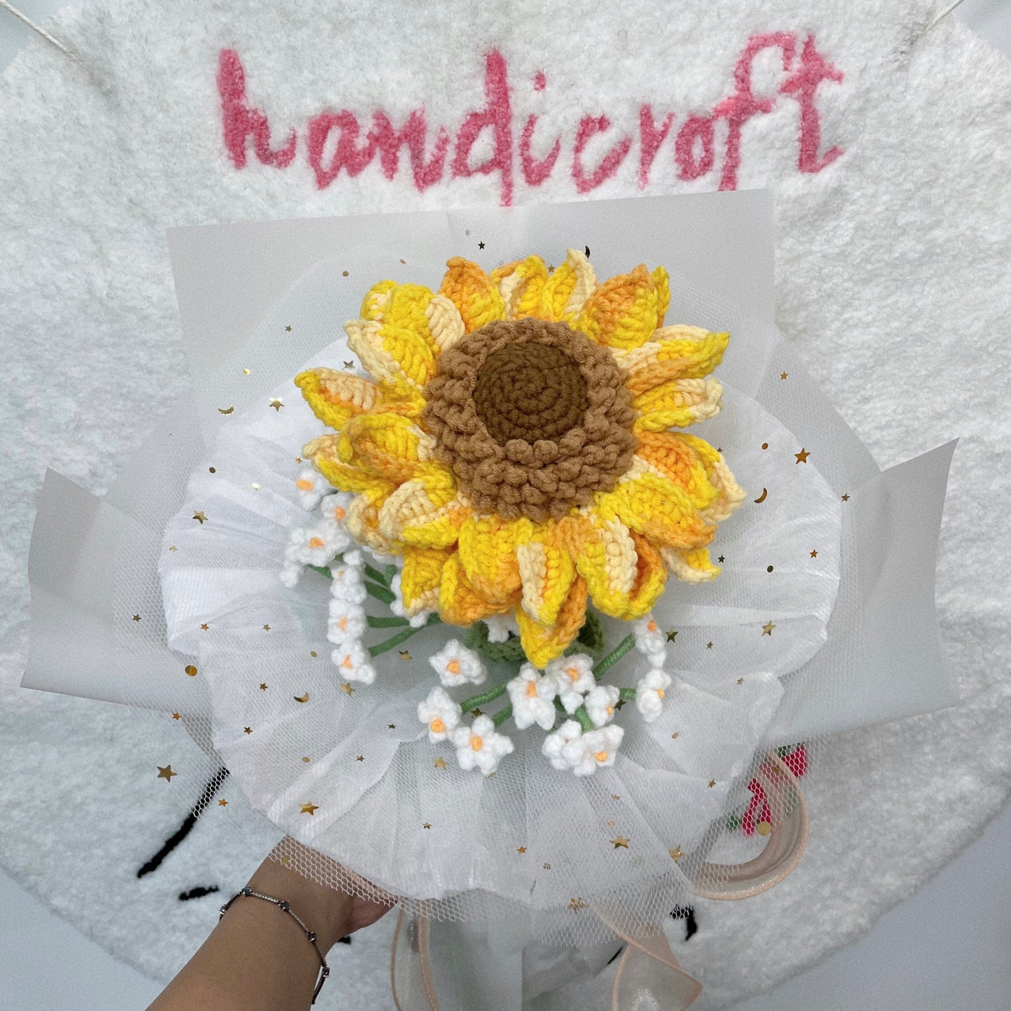 handicroft singapore handmade crochet jumbo sunflower flower bouquet sunshine & dreams