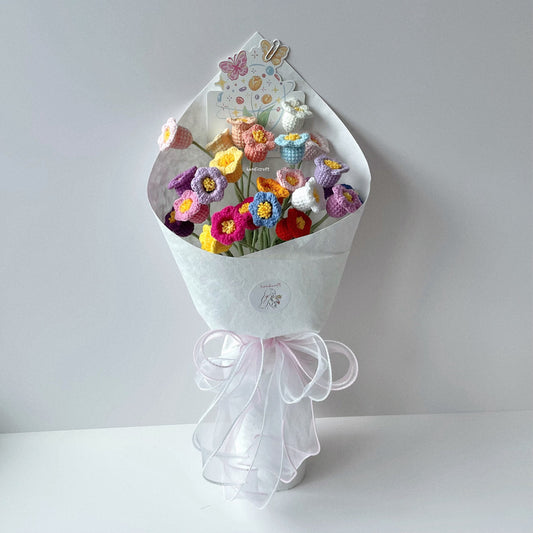 handicroft singapore handmade crochet lily of the valley rainbow colourful flower bouquet